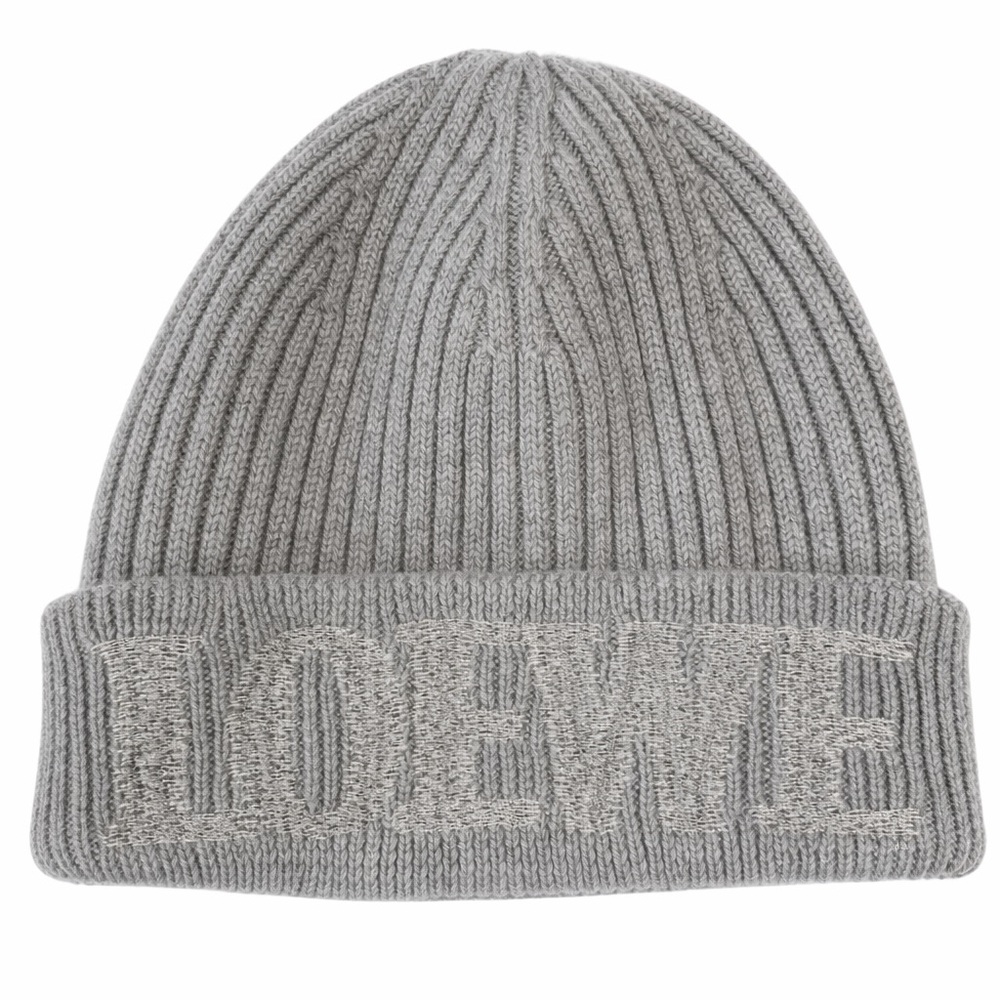 NOT FOR SALE -Loewe Logo Ribbed Wool Beanie Grey Made in Italy - Picture 2 of 3